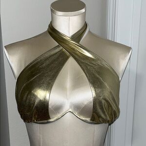HGS Gold Halter Top with Criss-Cross Design